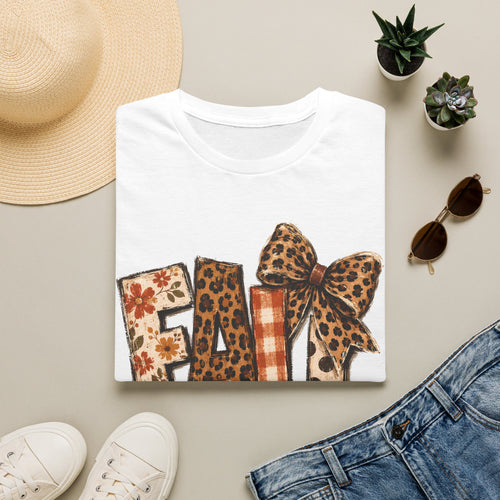 'FALL' Leopard & Plaid Bow T-Shirt