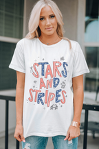 STARS AND STRIPES Crew Neck Graphic Tee