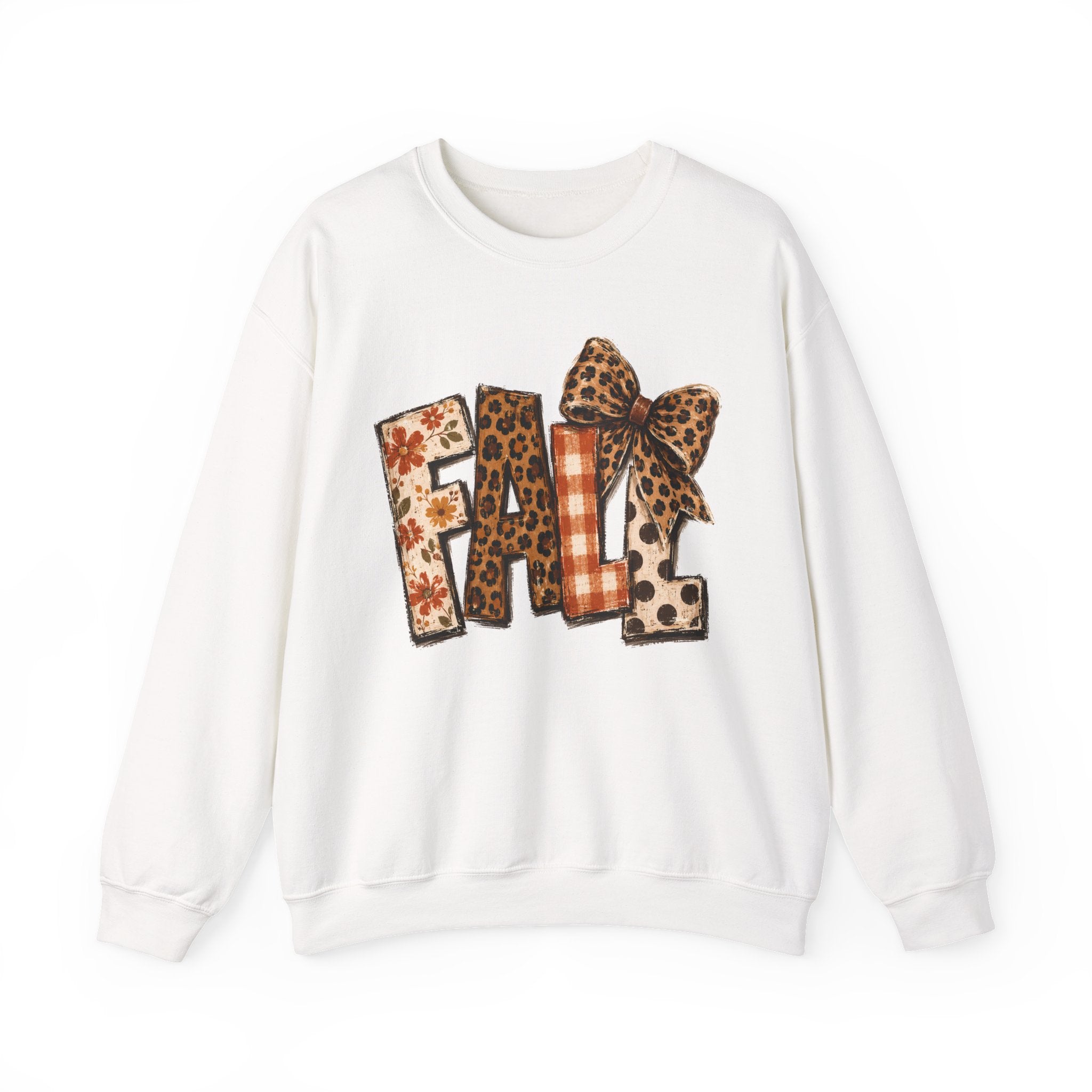 Fall Leopard Patch Crewneck Sweatshirt