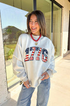AMERICA/1776 Faux Patchwork Reversible Mock Neck Sweatshirt