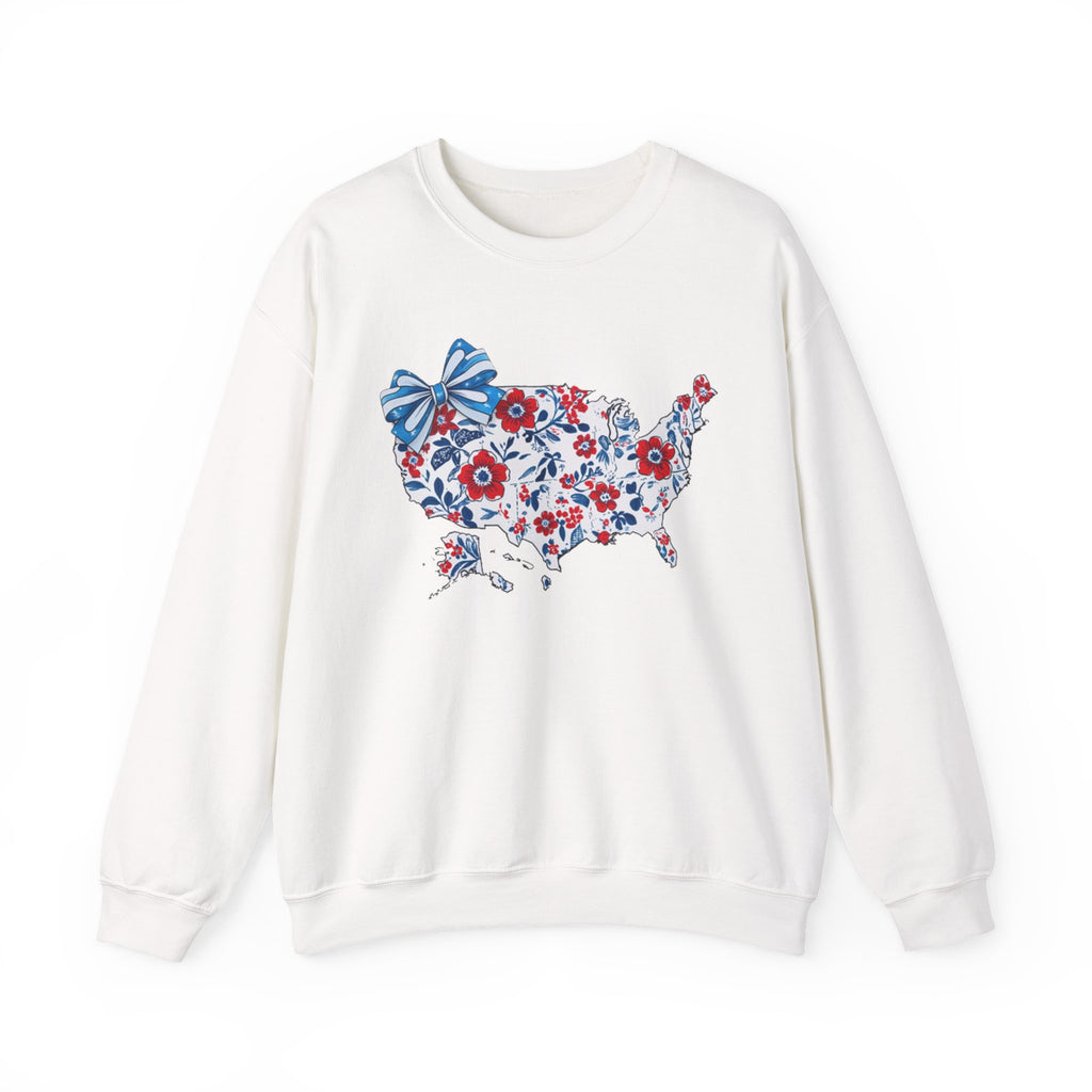 Patriotic Floral USA Crewneck