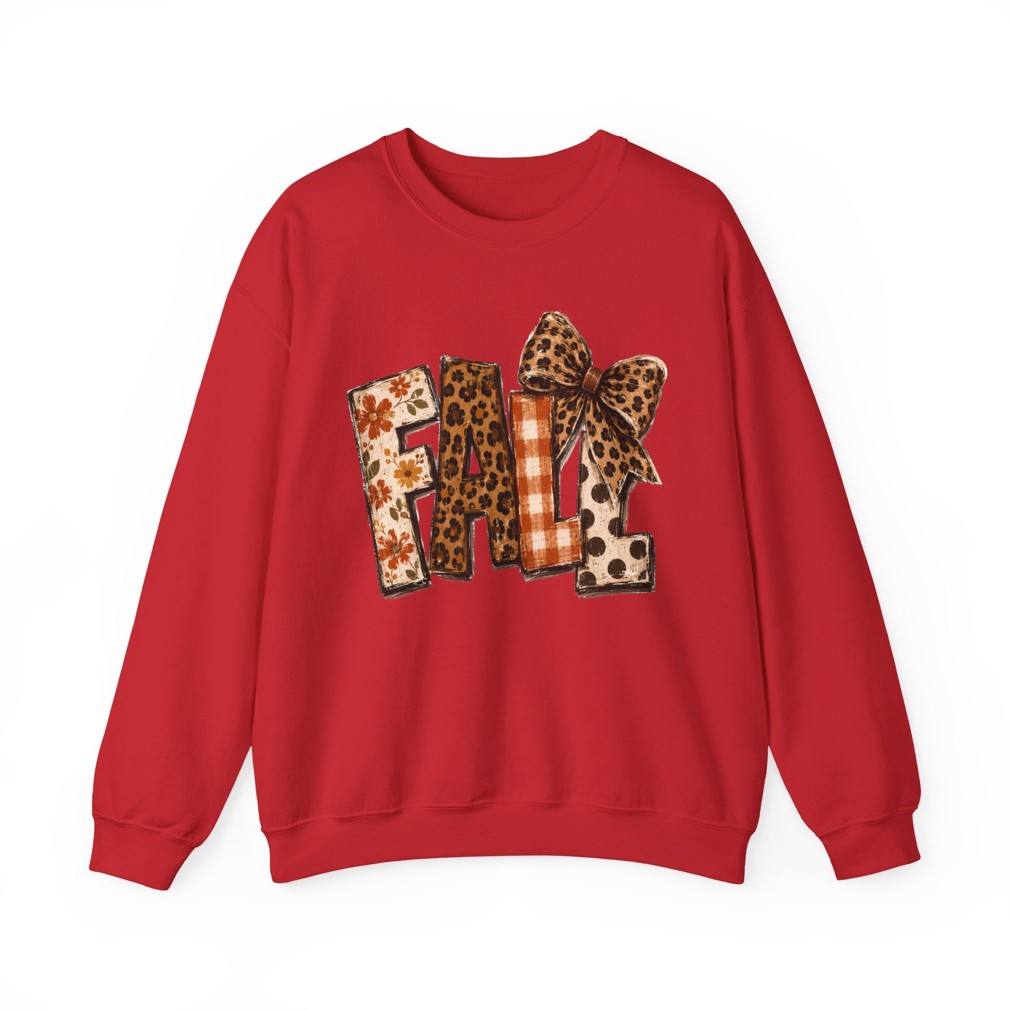 Fall Leopard Patch Crewneck Sweatshirt