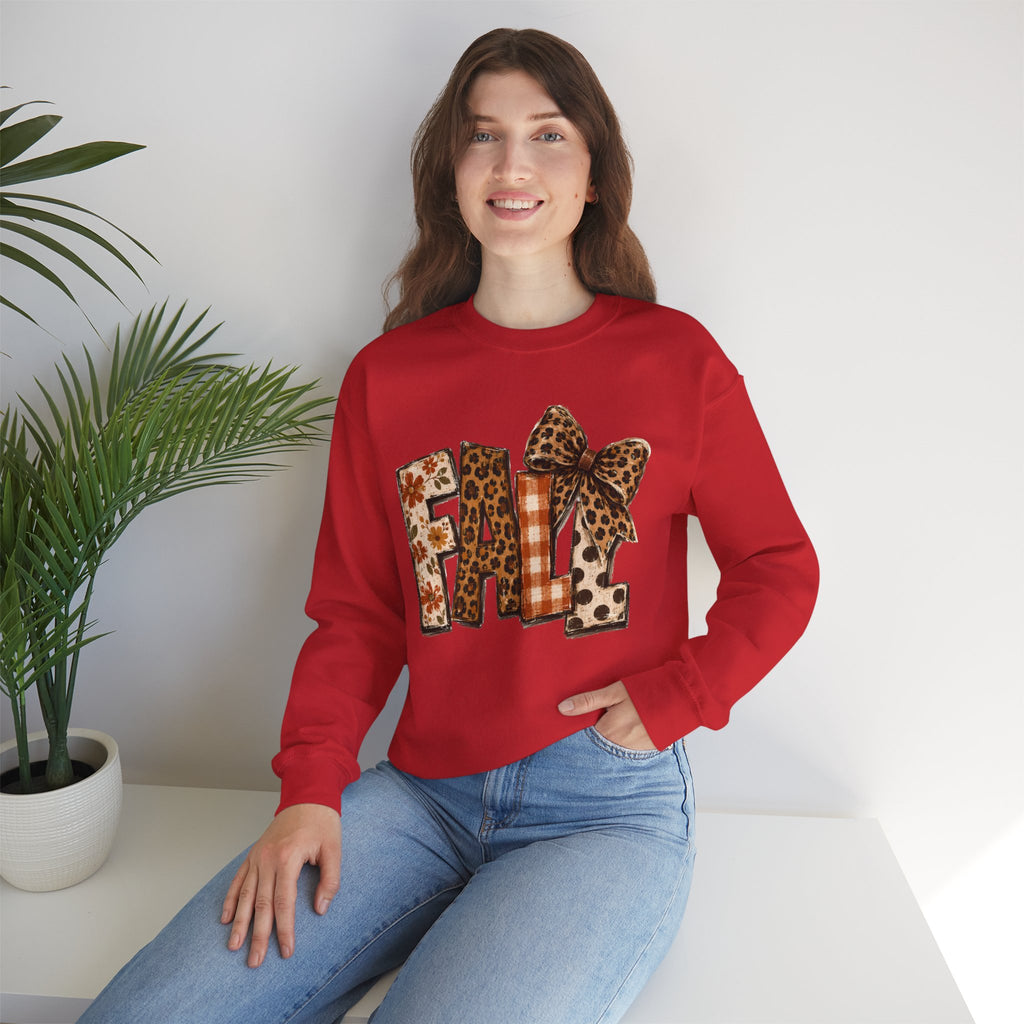 Fall Leopard Patch Crewneck Sweatshirt