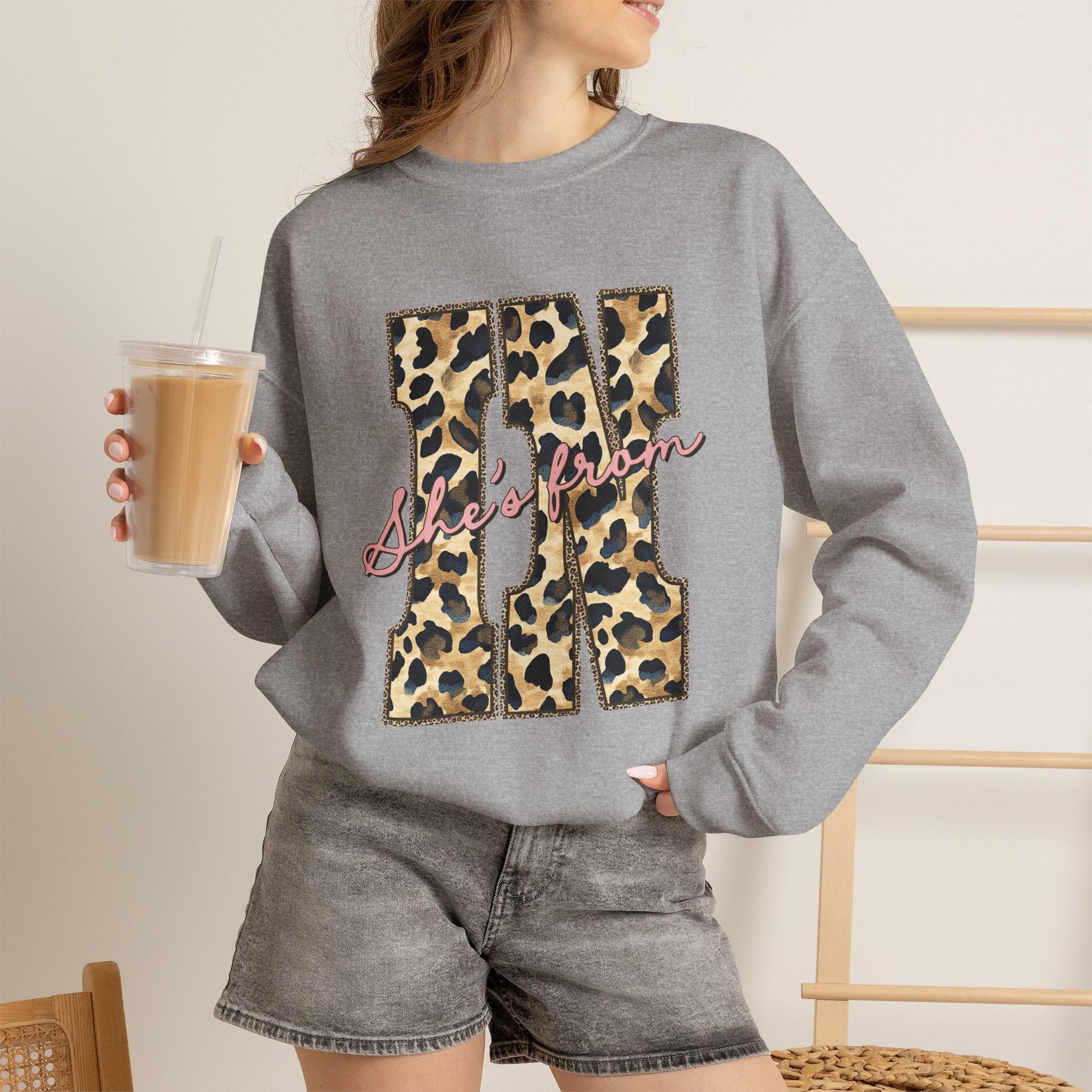 Leopard 'She's From' IN Crewneck