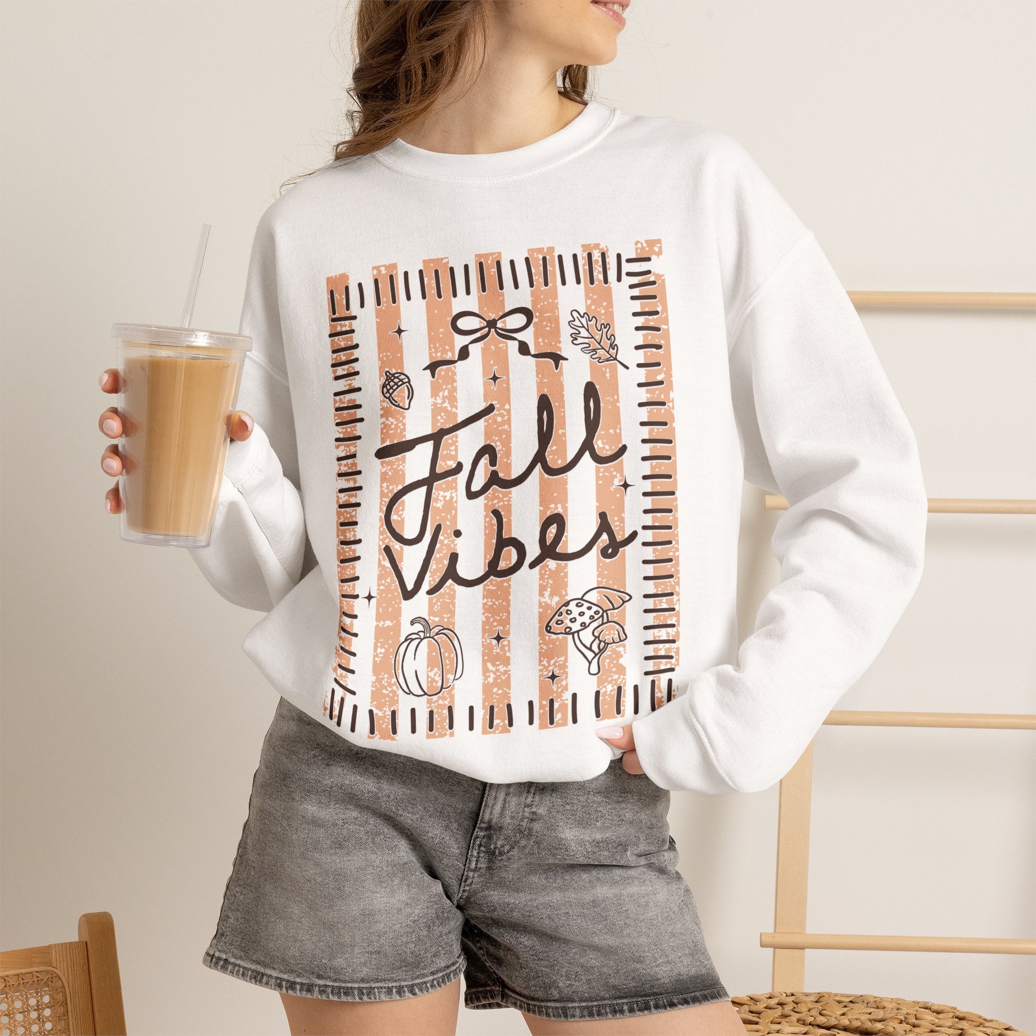 Fall Vibes Striped Crewneck Sweatshirt