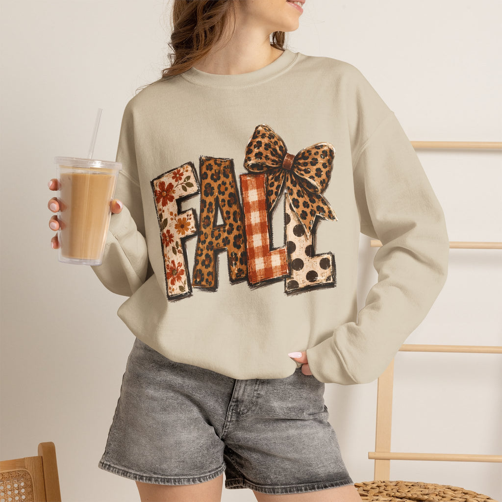 Fall Leopard Patch Crewneck Sweatshirt