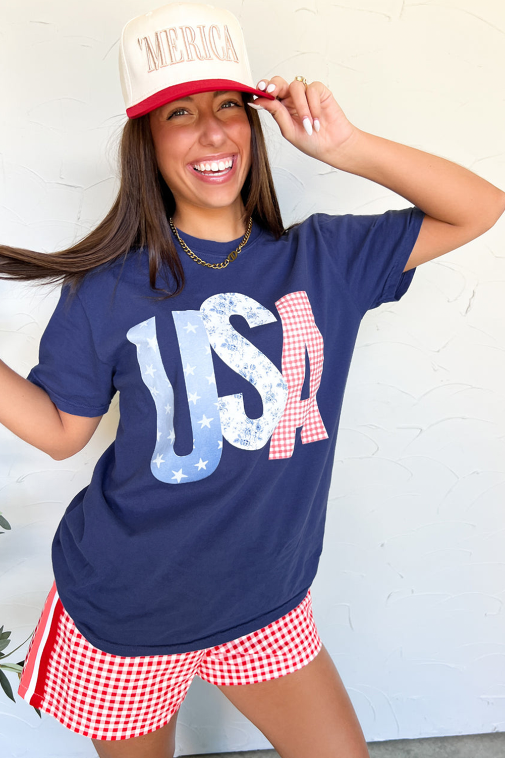 Blue USA Graphic T Shirt