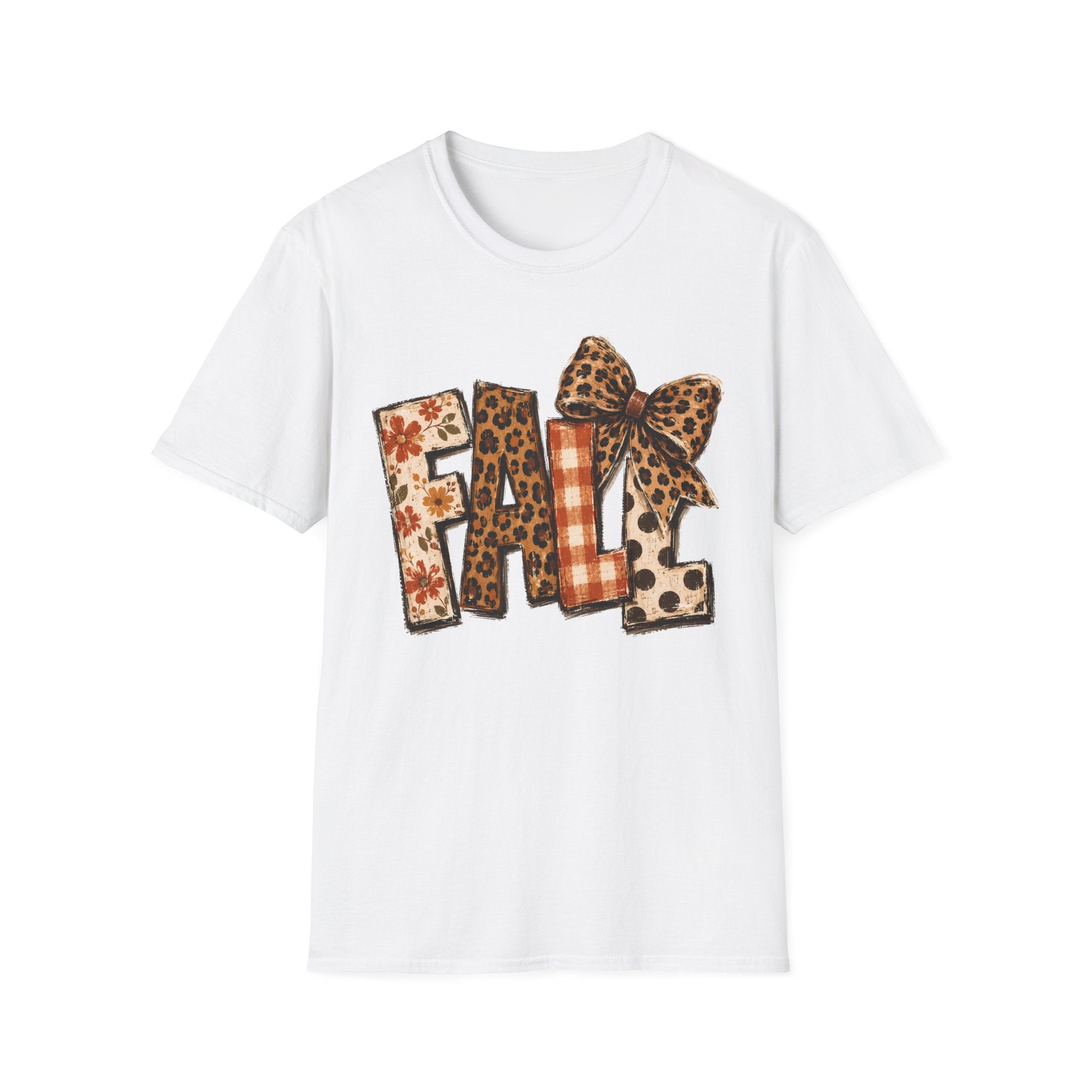 'FALL' Leopard & Plaid Bow T-Shirt