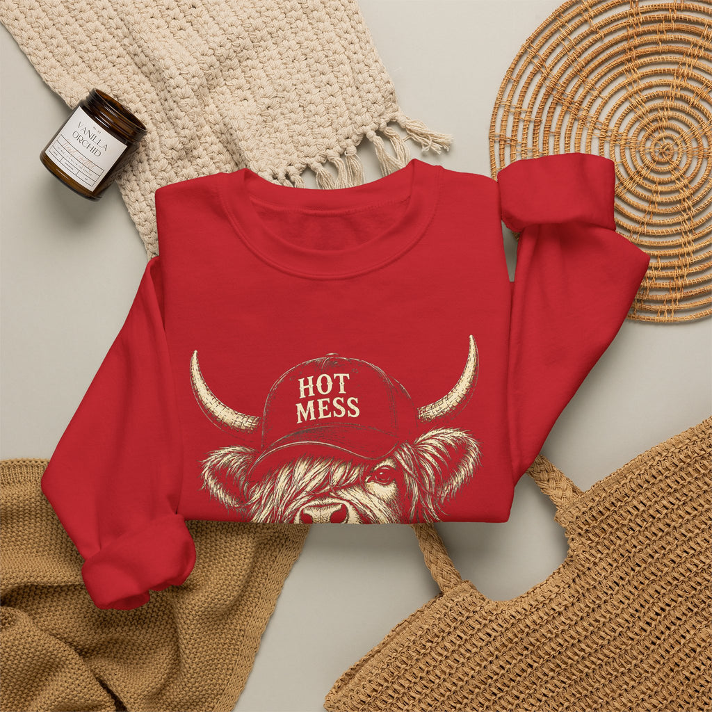 'Hot Mess' Cow Graphic Crewneck
