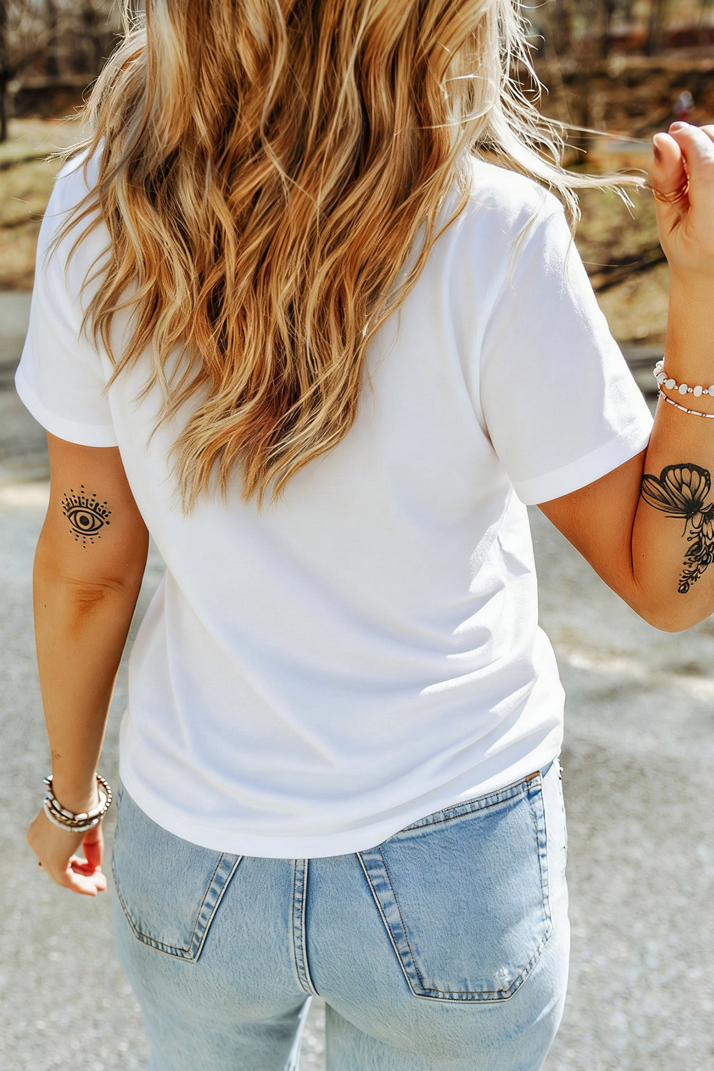 She Loves Jesus and America Flag Graphic Tee