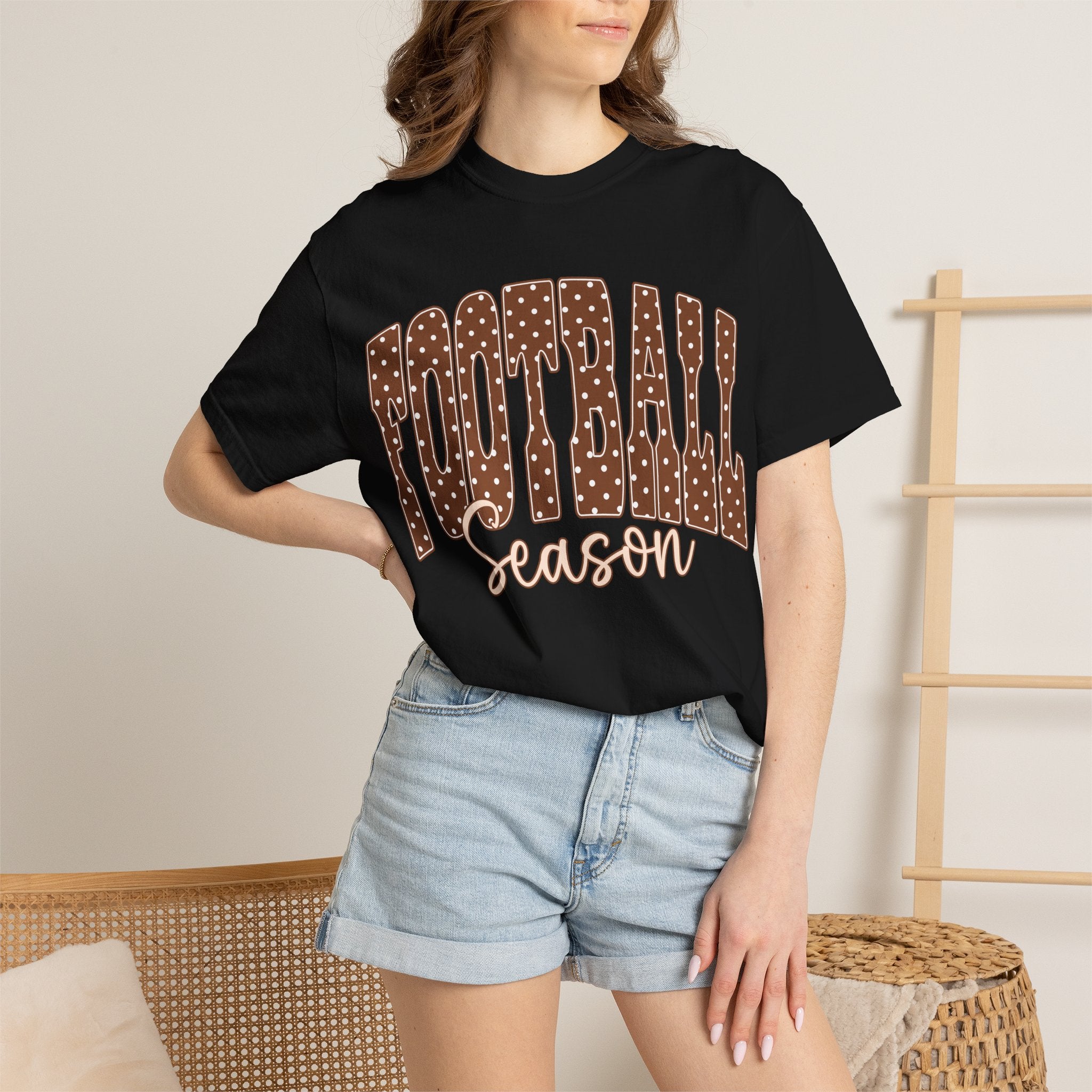 Football Season Retro Polka Dot Graphic T-Shirt