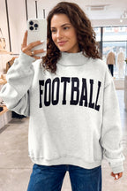 Light Grey Mock Neck GAMEDAY/ FOOTBALL Double Side Reversible Sweatshirt