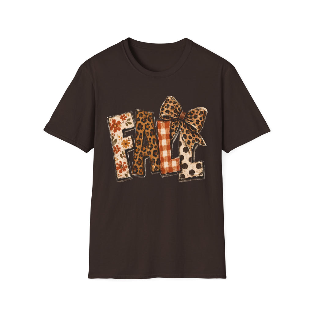 'FALL' Leopard & Plaid Bow T-Shirt