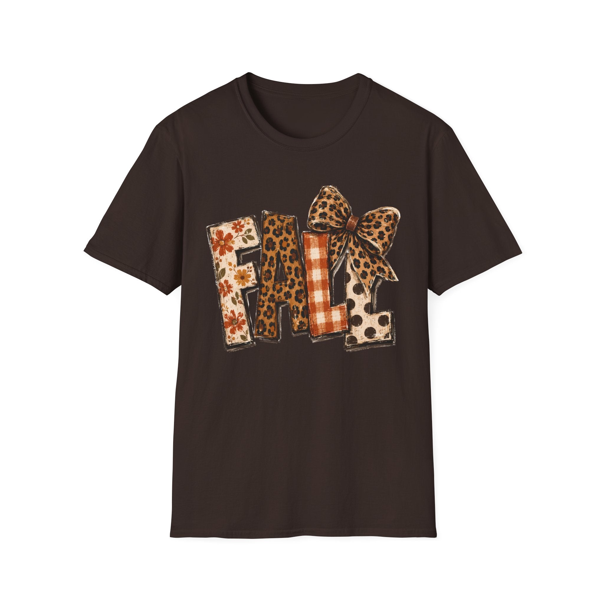 'FALL' Leopard & Plaid Bow T-Shirt