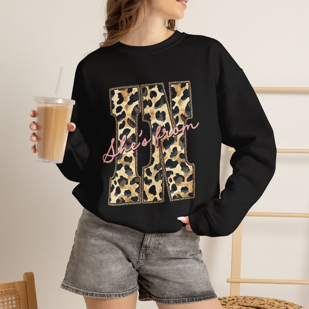 Leopard 'She's From' IN Crewneck