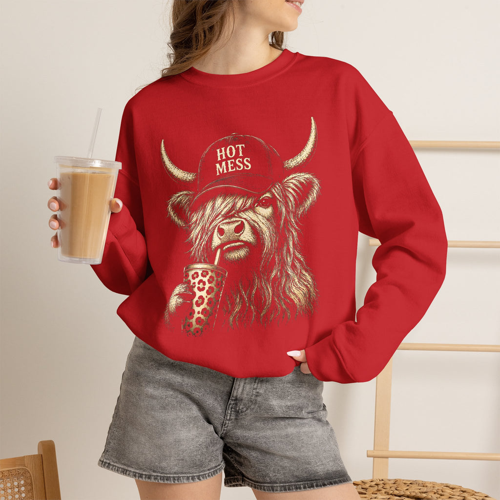 'Hot Mess' Cow Graphic Crewneck