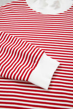 Red Stripe Oversize Mock Neck Sweatshirt and Shorts Set