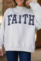 Light Grey High Neck Polka Dot Sweatshirt