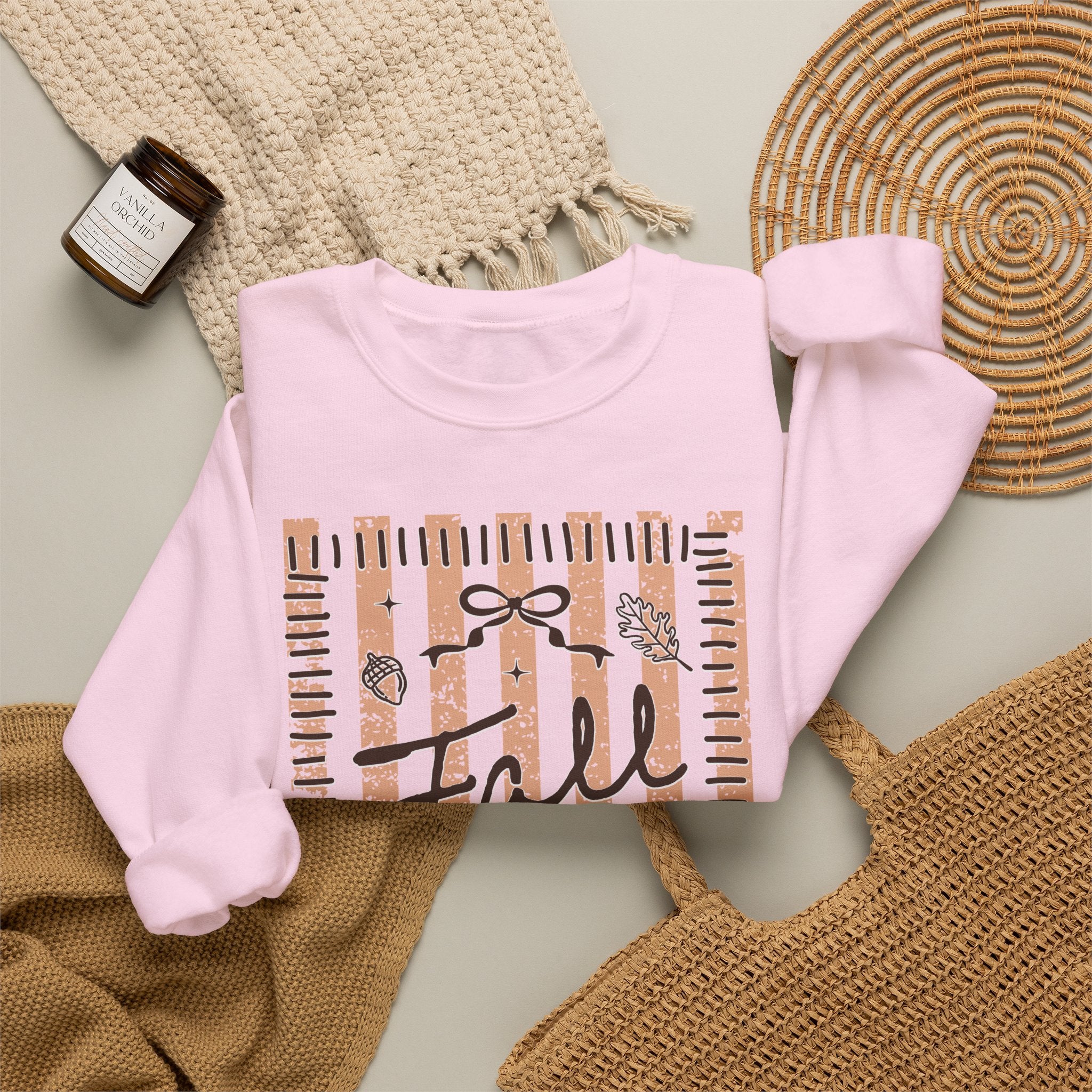 Fall Vibes Striped Crewneck Sweatshirt