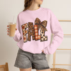 Fall Leopard Patch Crewneck Sweatshirt