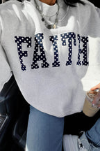 Light Grey High Neck Polka Dot Sweatshirt