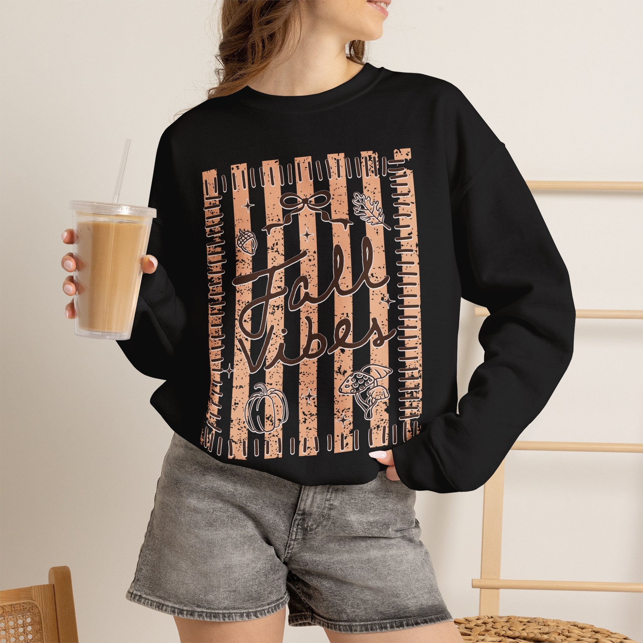 Fall Vibes Striped Crewneck Sweatshirt