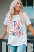 STARS AND STRIPES Crew Neck Graphic Tee
