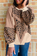 Light French Beige Leopard Patchwork Sweatshirt