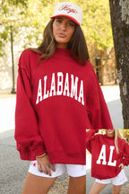 Racing Red ALABAMA/ AL Double Side Printed High Neck Reversible Baggy Sweatshirt