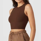 Fitted High Neck Tank With Built-in Padded Bra