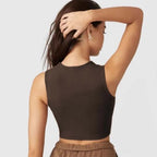 Fitted High Neck Tank With Built-in Padded Bra