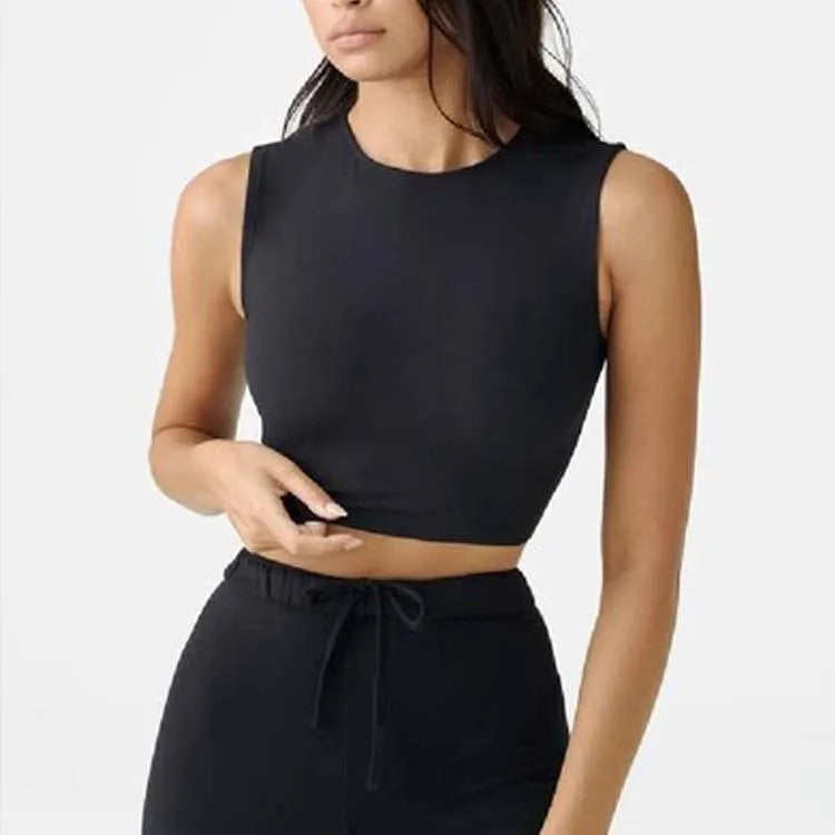 Fitted High Neck Tank With Built-in Padded Bra