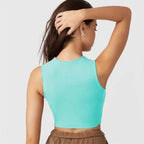 Fitted High Neck Tank With Built-in Padded Bra