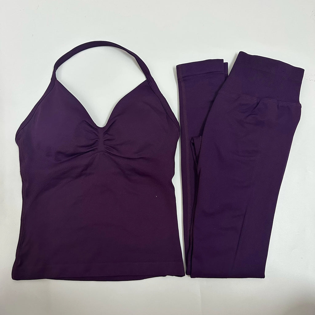 2 Pieces Leggings and Halter Tank Set