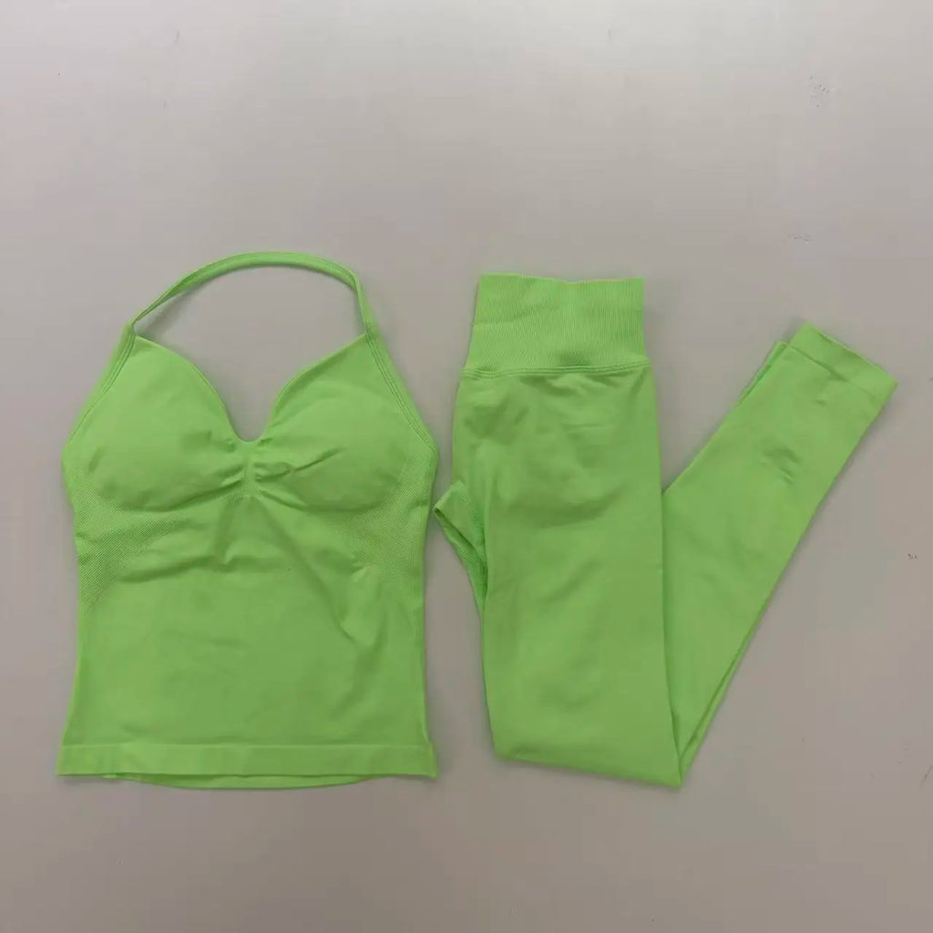 2 Pieces Leggings and Halter Tank Set