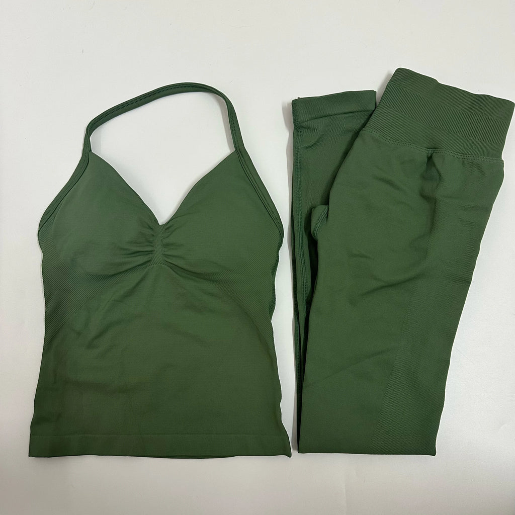 2 Pieces Leggings and Halter Tank Set