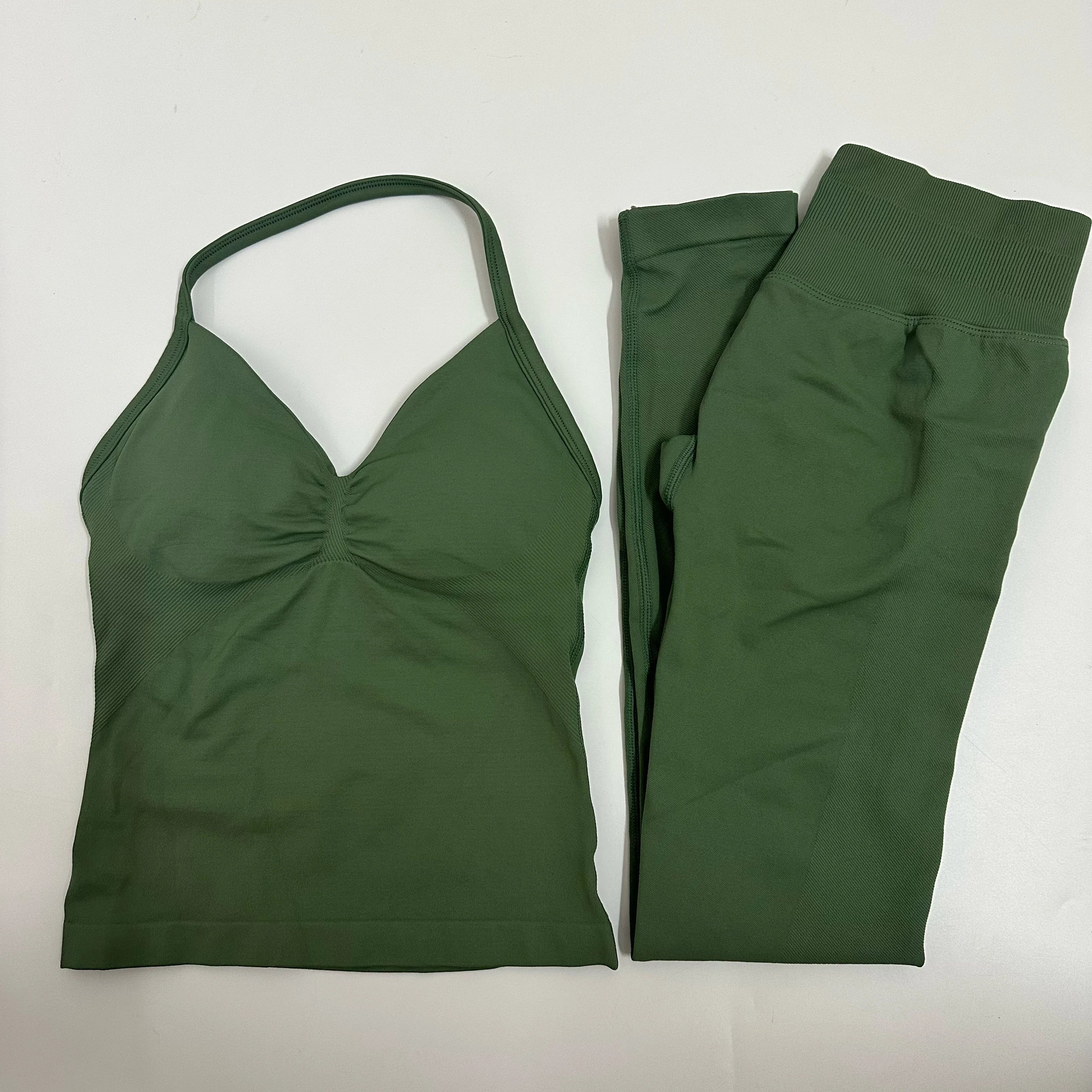 2 Pieces Leggings and Halter Tank Set