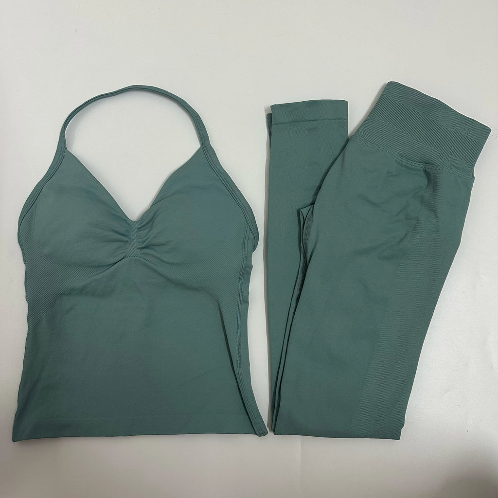 2 Pieces Leggings and Halter Tank Set