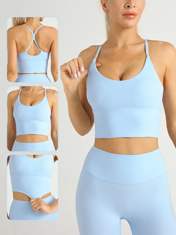 Women Gym Cross Back Y Shape Sports Bra