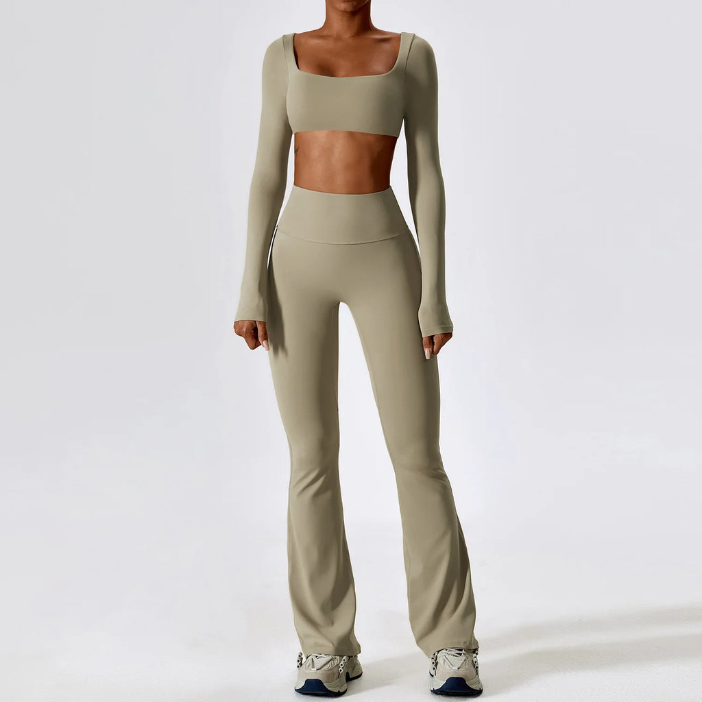 Women's 2PCS Seamless Long Sleeve/Tank Yoga Pants Set