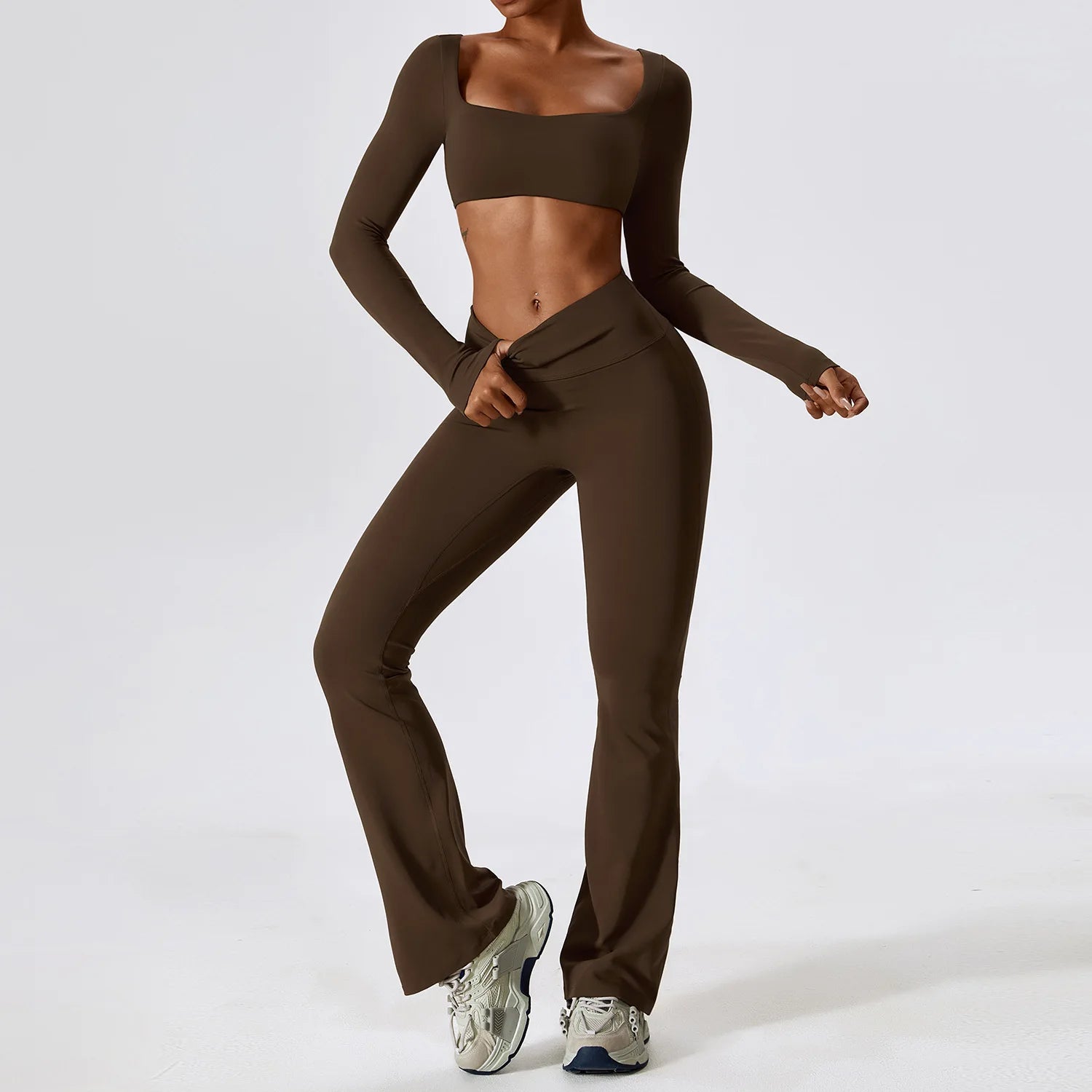 Women's 2PCS Seamless Long Sleeve/Tank Yoga Pants Set