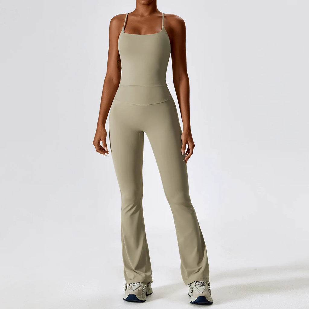 Women's 2PCS Seamless Long Sleeve/Tank Yoga Pants Set