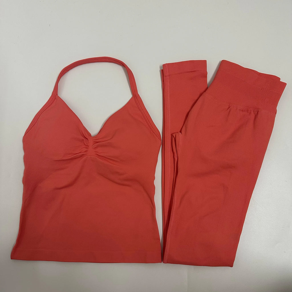 2 Pieces Leggings and Halter Tank Set