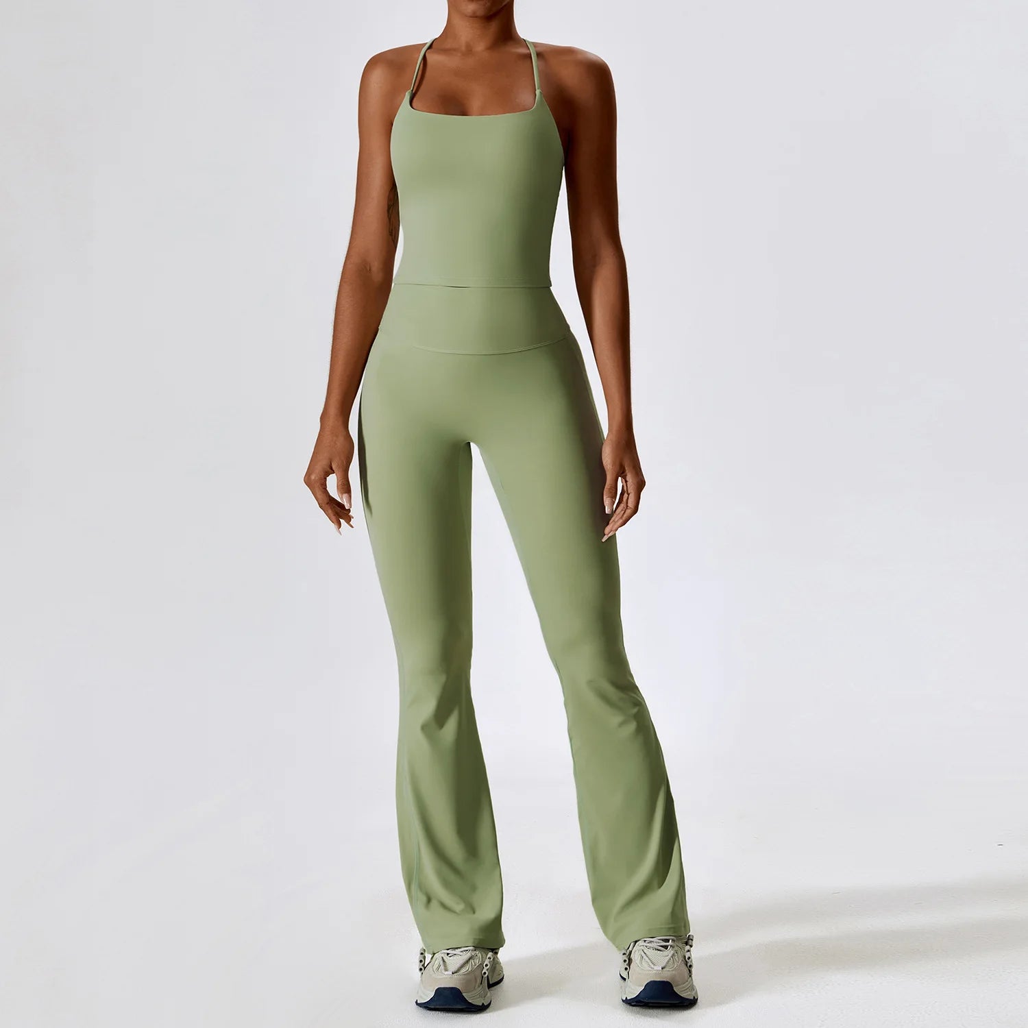 Women's 2PCS Seamless Long Sleeve/Tank Yoga Pants Set