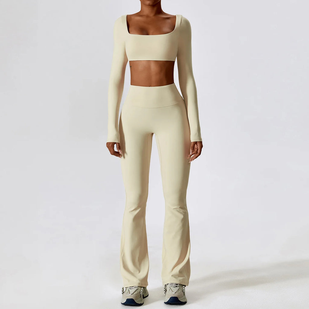 Women's 2PCS Seamless Long Sleeve/Tank Yoga Pants Set