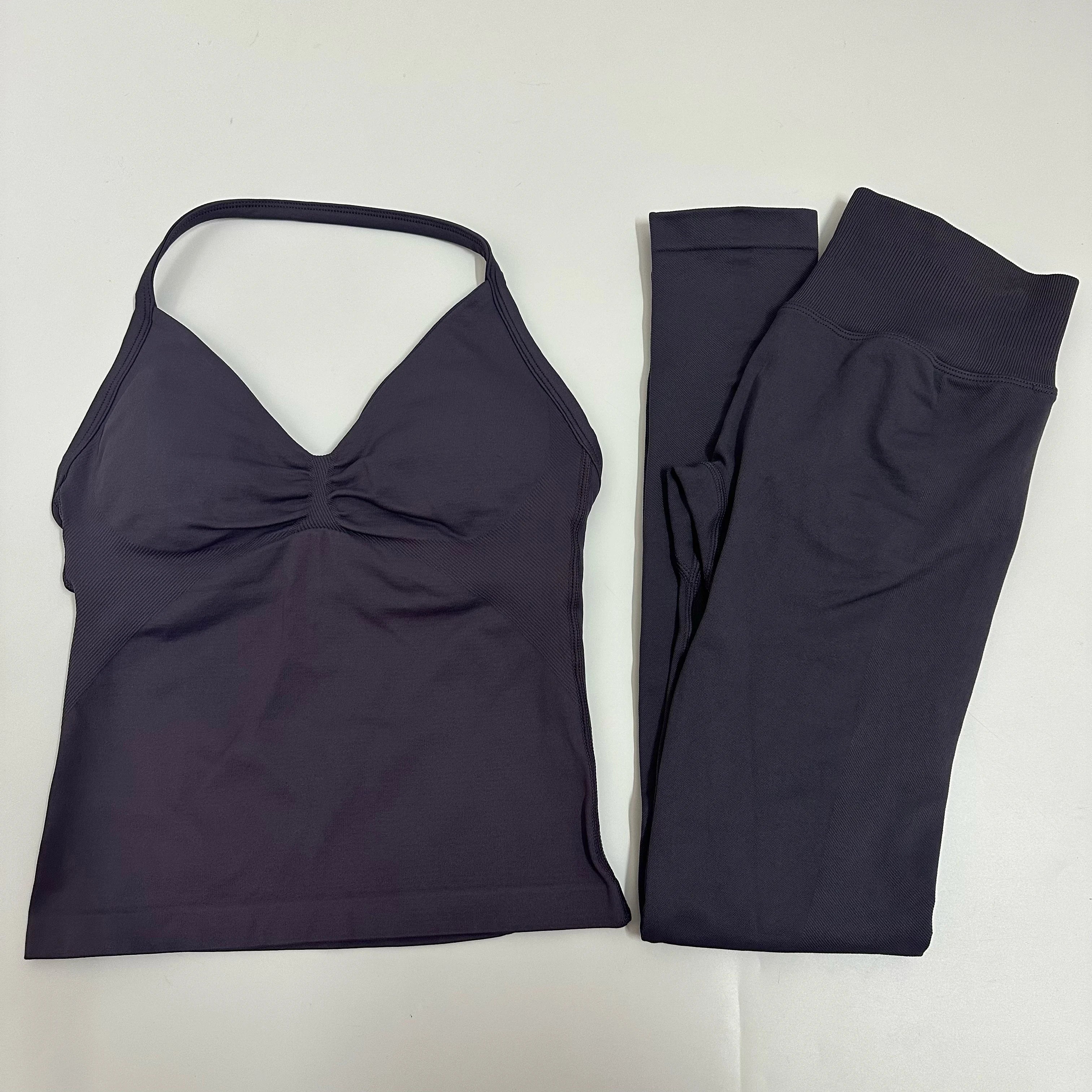 2 Pieces Leggings and Halter Tank Set