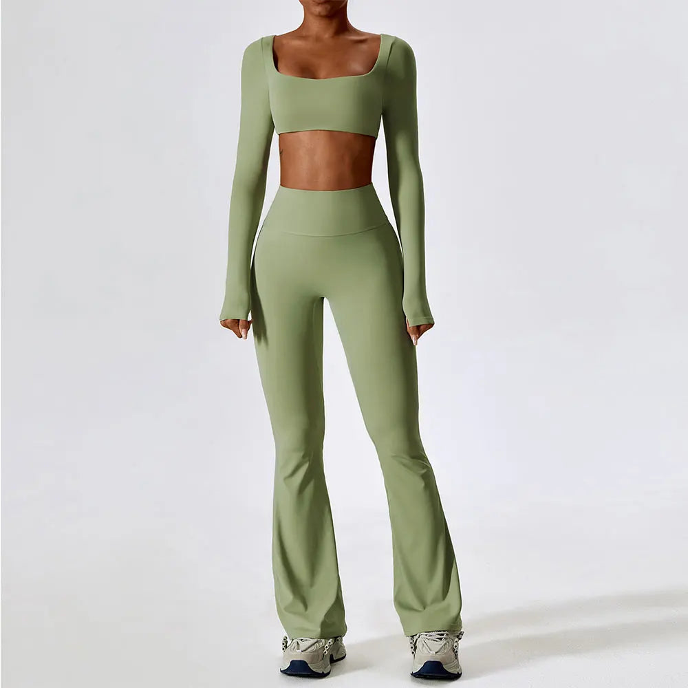 Women's 2PCS Seamless Long Sleeve/Tank Yoga Pants Set