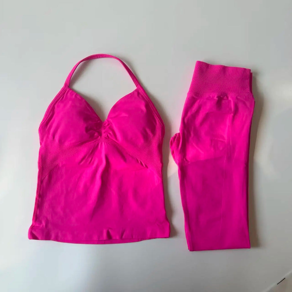 2 Pieces Leggings and Halter Tank Set