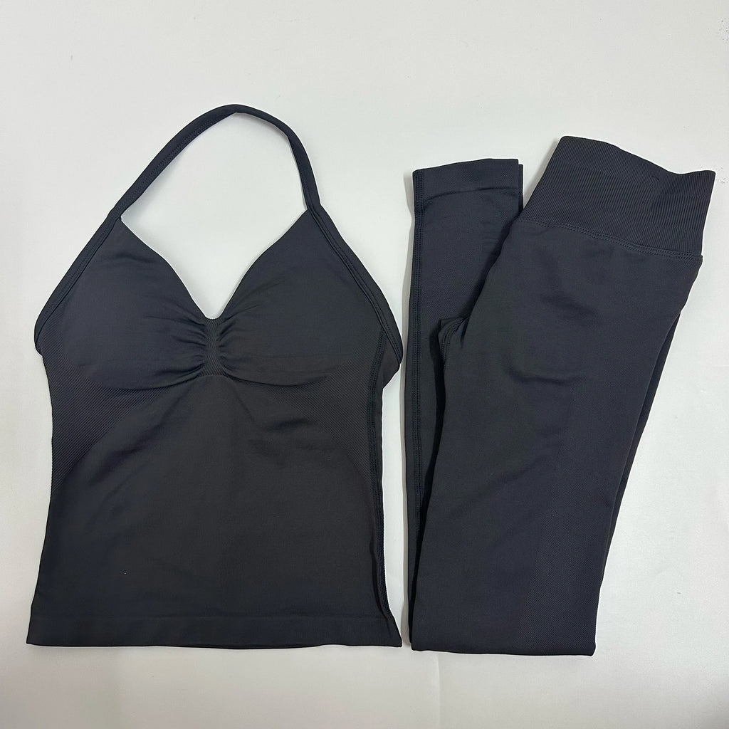 2 Pieces Leggings and Halter Tank Set