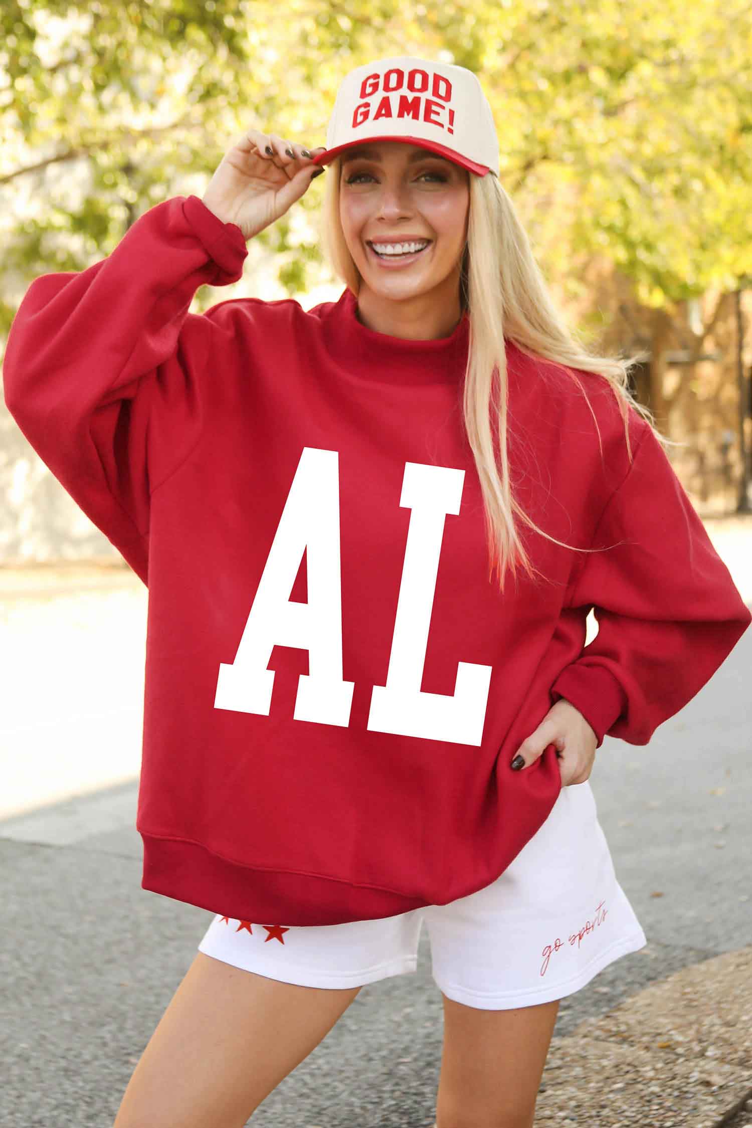 ALABAMA/ AL Double Side Printed Mock Neck Reversible Sweatshirt